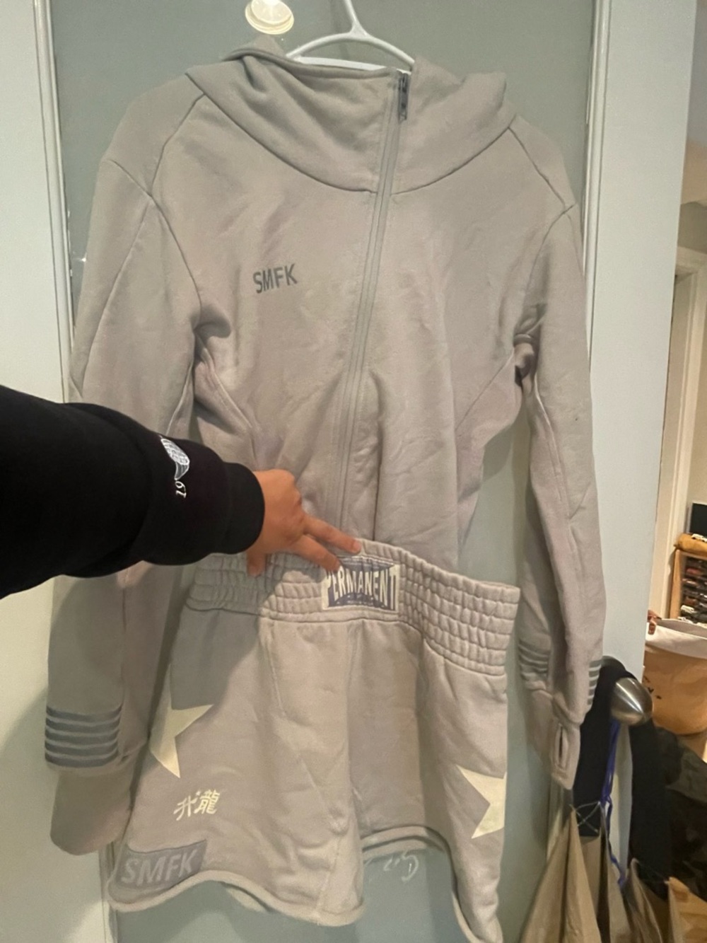 Smfk Dusty Grey Hooded Jacket and Shorts Set